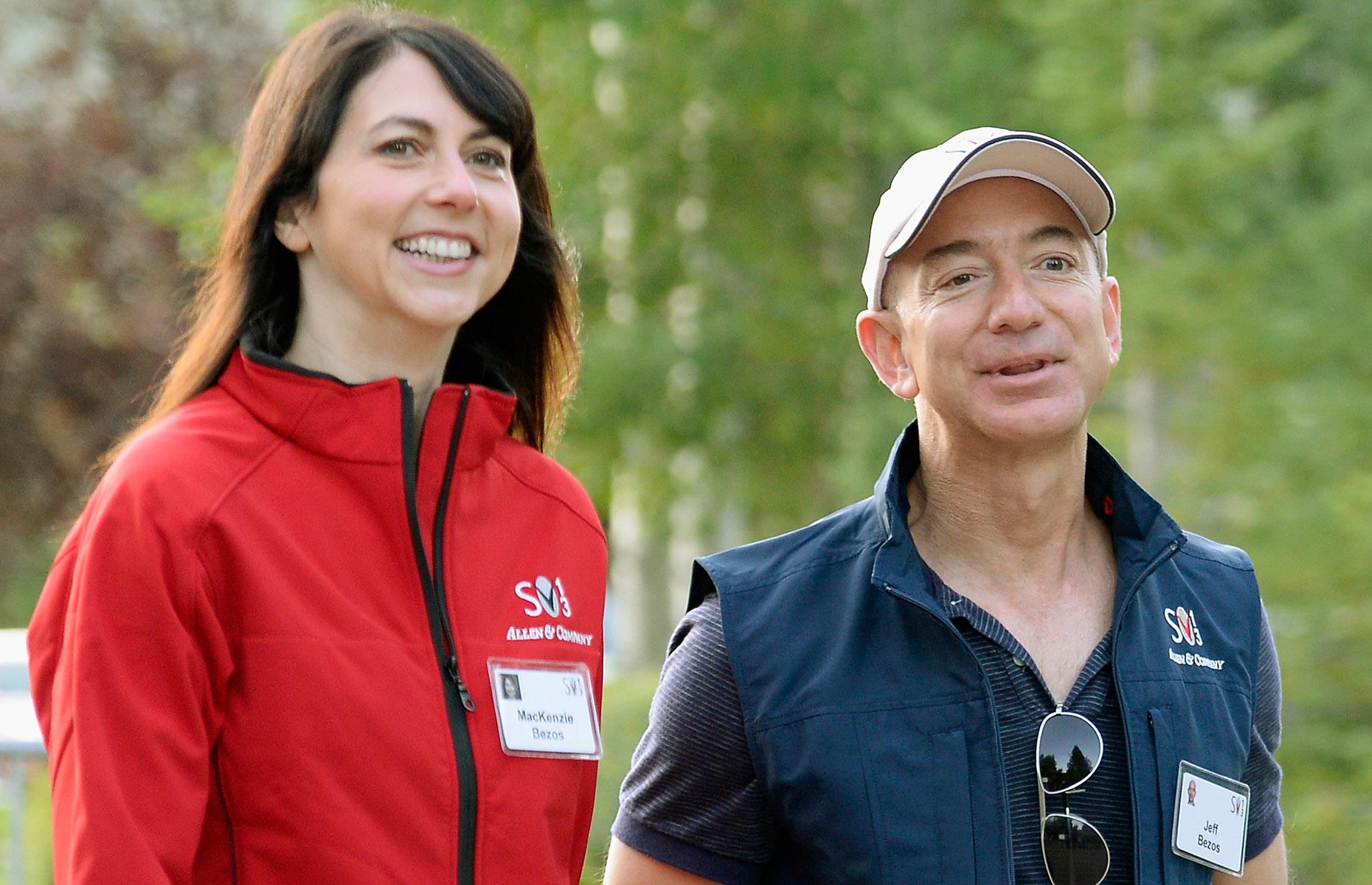 Jeff Bezos and MacKenzie Scott: at least $35 billion ($43bn/£34.7bn today)
